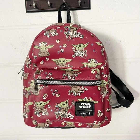 NWOT Loungefly Exclusive Star Wars Mandalorian Grogu Floral Mini Backpack - Picture 1 of 8